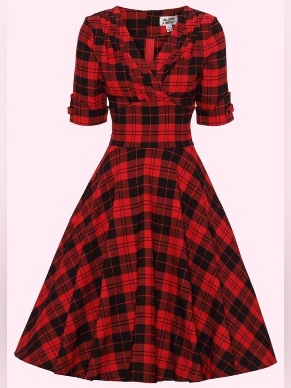 Unique Vintage Delores Plaid Swing Dress Size Large